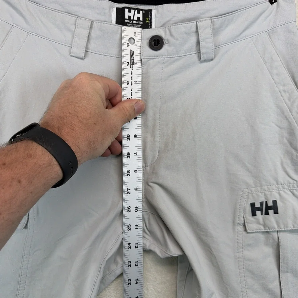 Helly Hansen Mens Cargo Shorts 34 Ripstop Hiking Outdoor Lightweight Gray Nylon